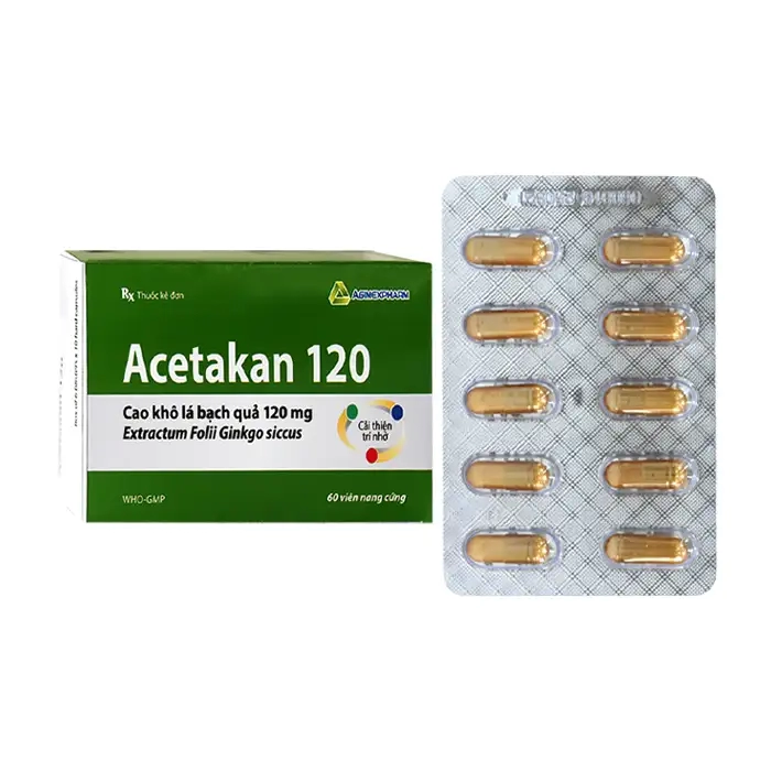 Acetakan 120 Agimexpharm 6 vỉ x 10 viên - Viên uống bổ não
