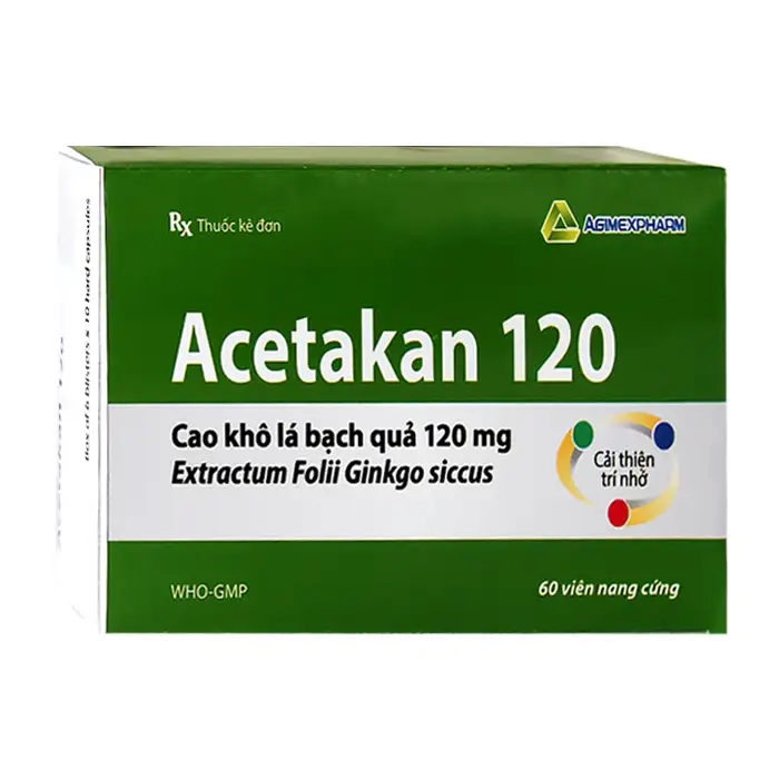 Acetakan 120 Agimexpharm 6 vỉ x 10 viên - Viên uống bổ não