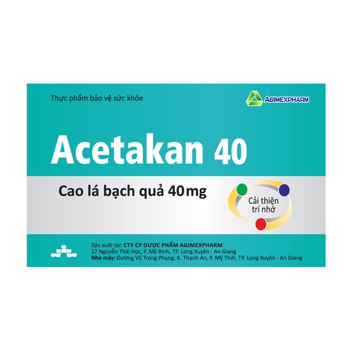 Acetakan 40 Agimexpharm 10 vỉ x 10 viên – Viên uống bổ não