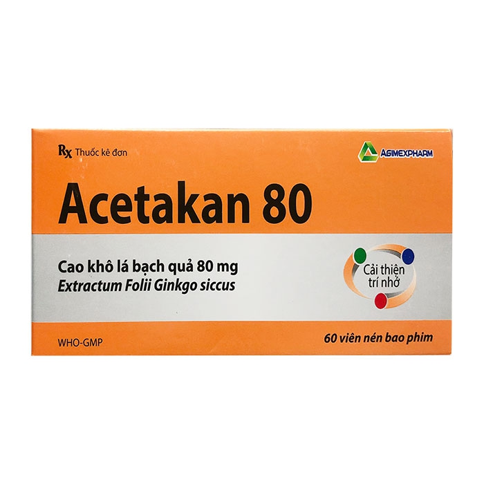 Acetakan 80 Agimexpharm 6 vỉ x 10 viên - Viên uống bổ não