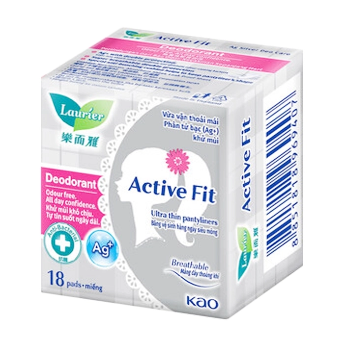 Active Fit Deodorant AG+ Laurier 18 miếng (phân tử bạc)