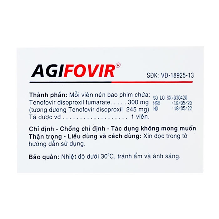 Agifovir Agimexpharm 3 vỉ x 10 viên