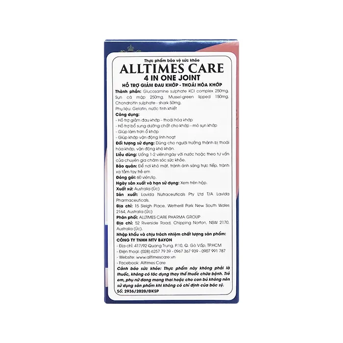Alltimes Care 4 in one Joint 60 viên - Giảm đau khớp, thoái hóa khớp