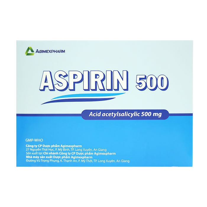 Aspirin 500 Agimexpharm 10 vỉ x 10 viên