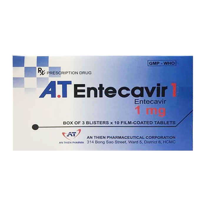 A.T Entecavir 1mg, Hộp 3 vỉ x 10 viên
