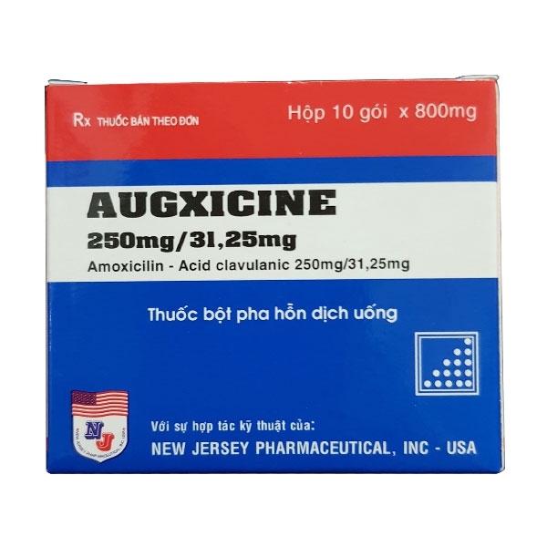 Thuốc kháng sinh  Augxicine 250mg, Hộp 10 gói