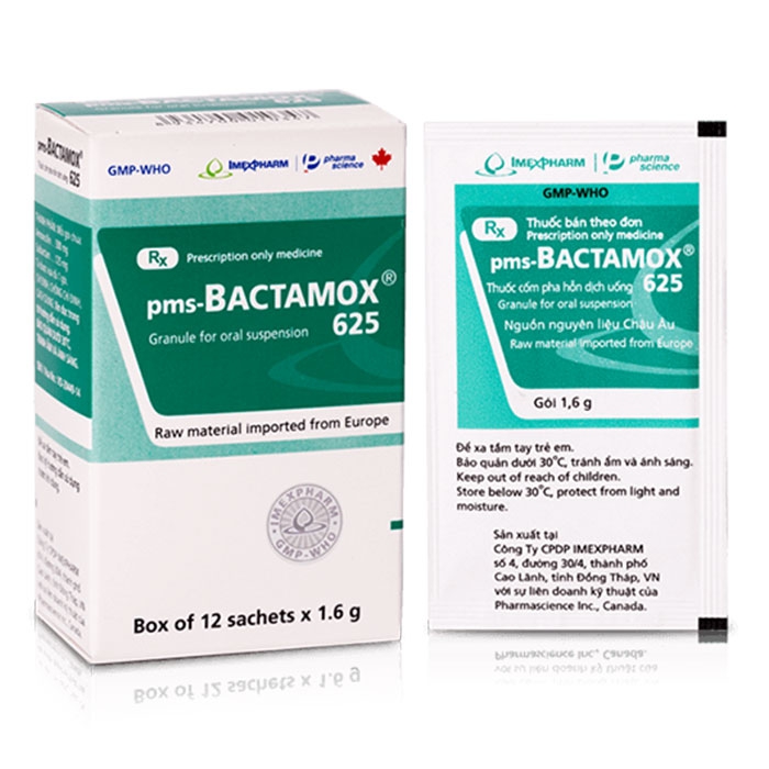 Thuốc kháng sinh Imexpharm Bactamox 625mg, Hộp 12 gói