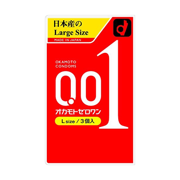 Bao cao su mỏng 0.01mm Okamoto Condoms Zero One L size (Hộp 3 cái)