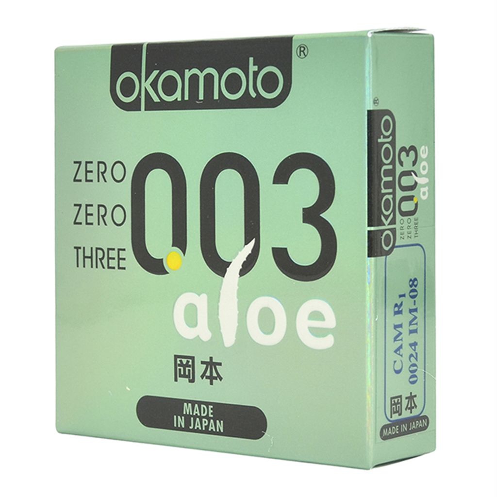 Bao Cao Su Okamoto 0.03 Aloe, Hộp 3 Cái