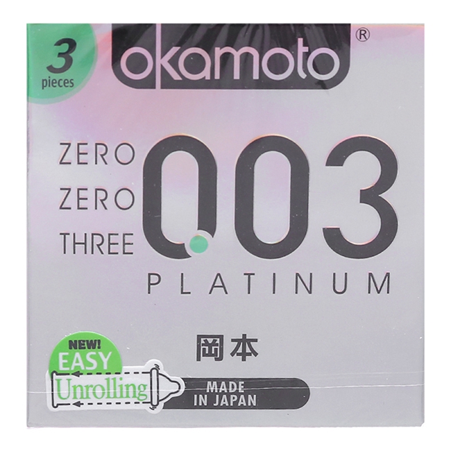 Bao Cao Su Okamoto 0.03 Platinum, Hộp 3 Cái