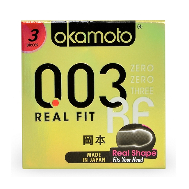 Bao cao su Okamoto 0.03 Real Fit, Hộp 3 Cái