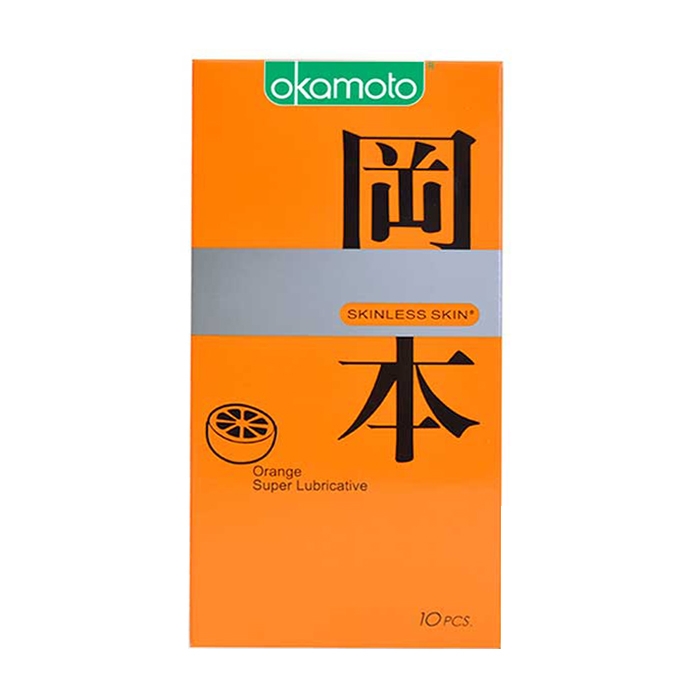 Bao Cao Su Okamoto Skinless Skin Orange Lubricative, Hộp 10 Cái