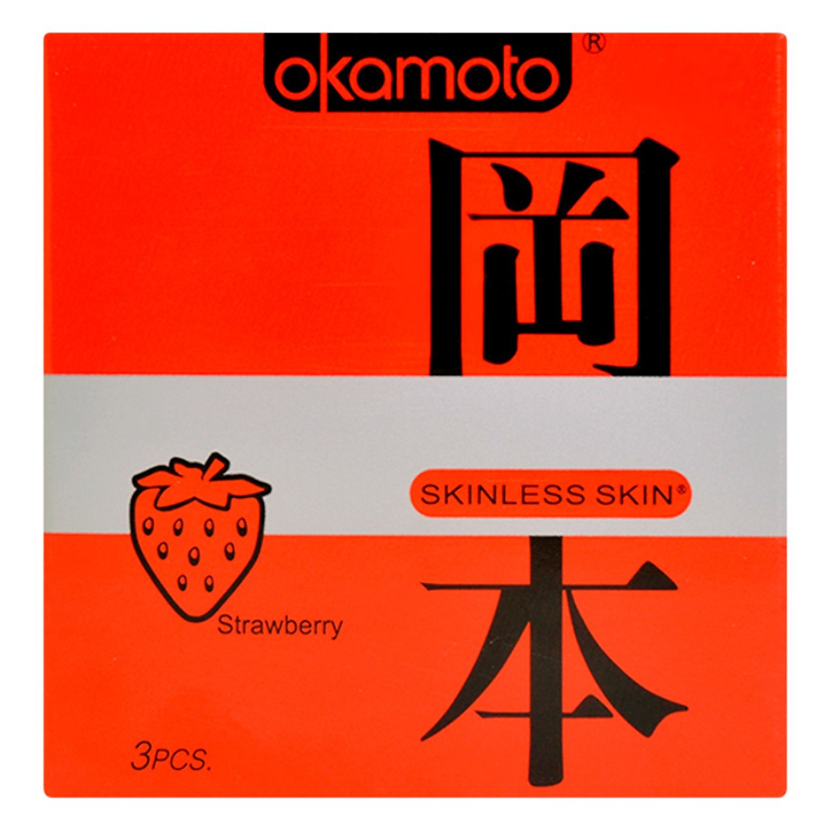 Bao Cao Su Okamoto Skinless Skin Strawberry, Hộp 3 Cái
