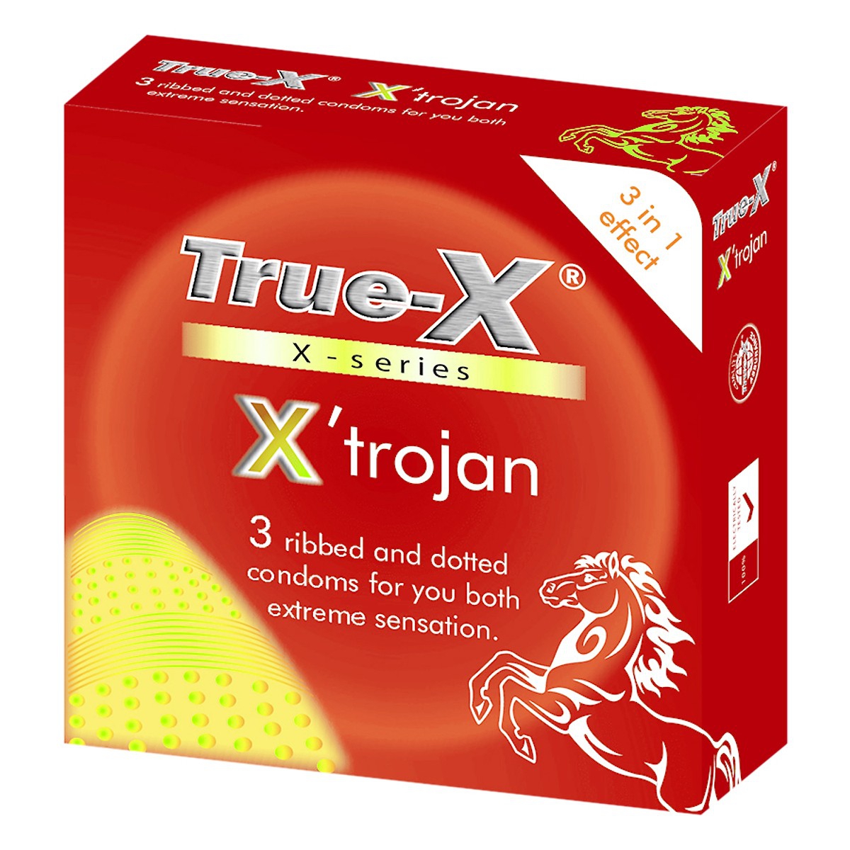 Bao cao su True-X X’trojan, X-series Gân Và Chấm Nổi (Hộp 3 cái)