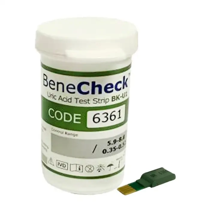 Benecheck Plus 25 Que - Que thử đường huyết Axit Uric