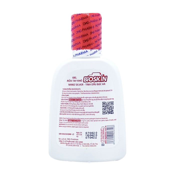 Bioskin DHG 125ml - Gel rửa tay khô hương bạc hà