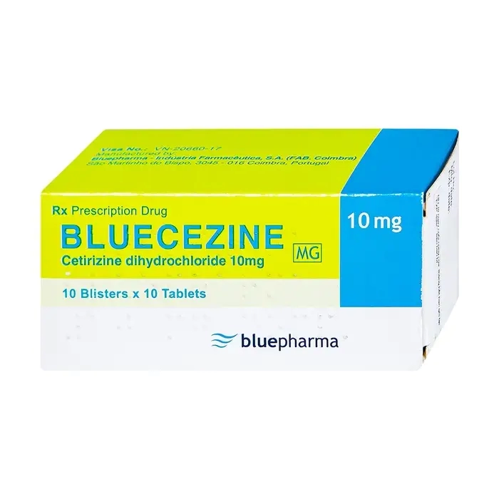 Bluecezin 10mg Bluepharma, 10 vỉ x 10 viên - Thuốc dị ứng