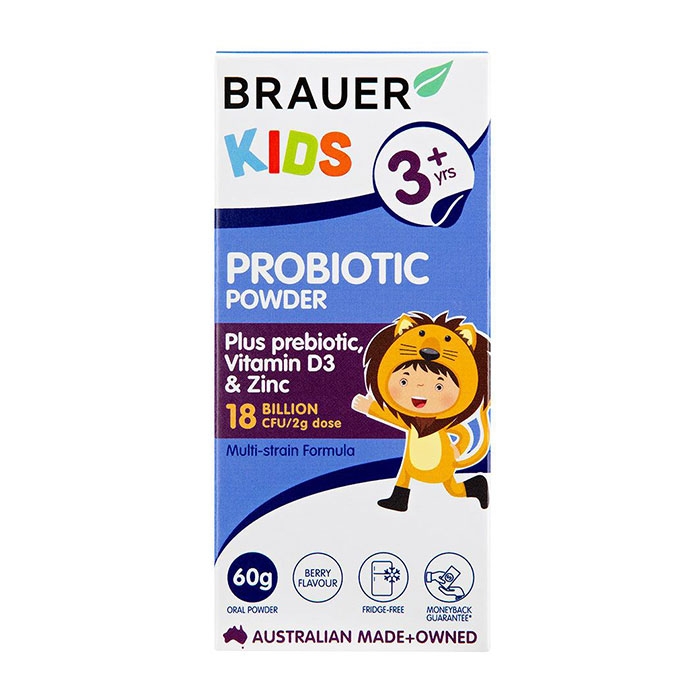 Bột men vi sinh cho trẻ trên 3 tuổi Brauer Kids Probiotic Powder 60g
