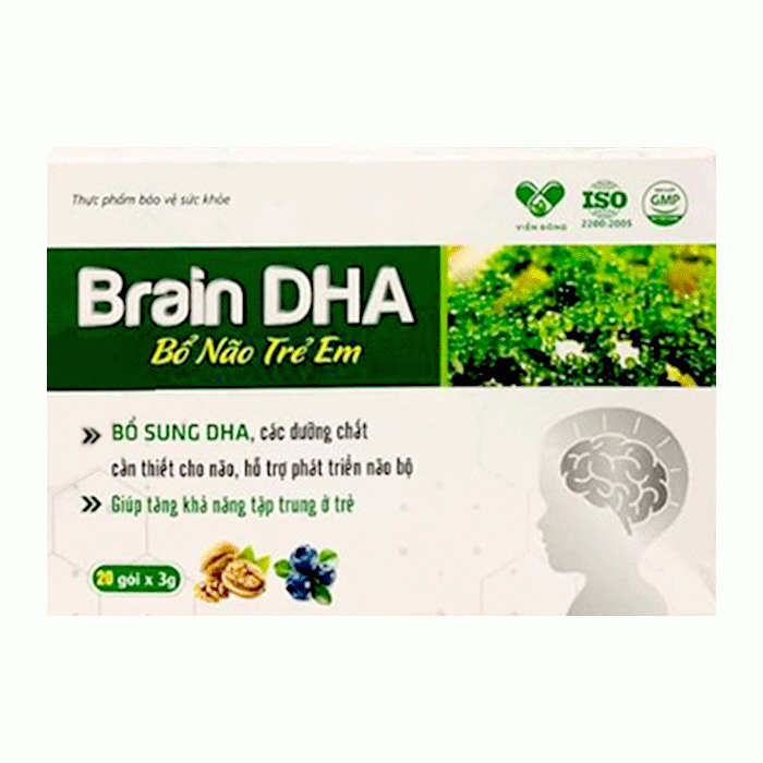 Tpbvsk bổ não trẻ em Brain DHA, Hộp 20 gói x 3g