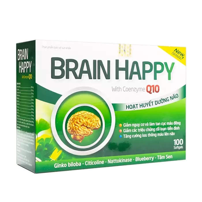 Brain Happy With Coenzyme Q10 10 vỉ x 10 viên - Viên uống tuần hoàn máu não
