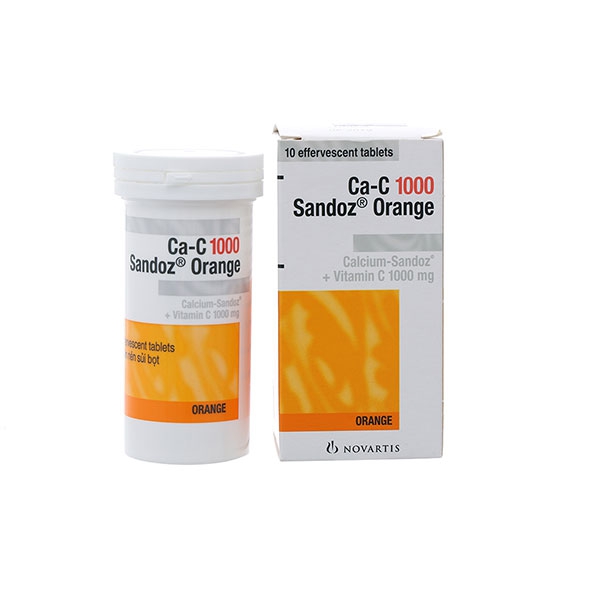 Viên sủi Ca-C 1000mg  Sandoz Orange, Tube 10 viên