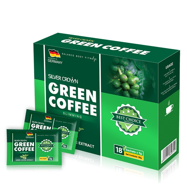 Cà phê giảm cân Silver Crown  Green Coffee Slimming - Hộp 18 gói