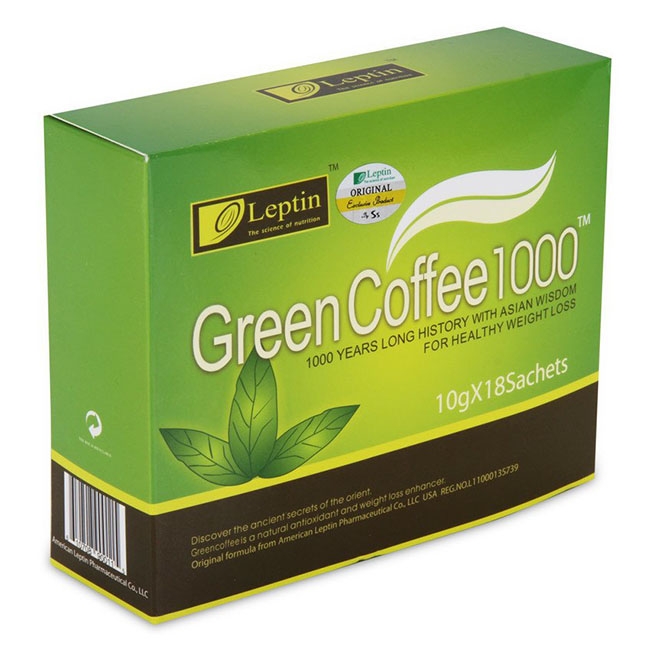 Cà phê giảm cân Leptin Green Coffee 1000 USA - Hộp 18 gói