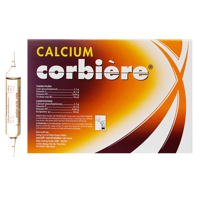Calcium Corbiere 10ml Sanofi, Hộp 30 ống
