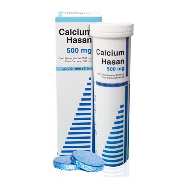 Calcium Hasan 500mg,  Hộp 1 tuýp 20 viên