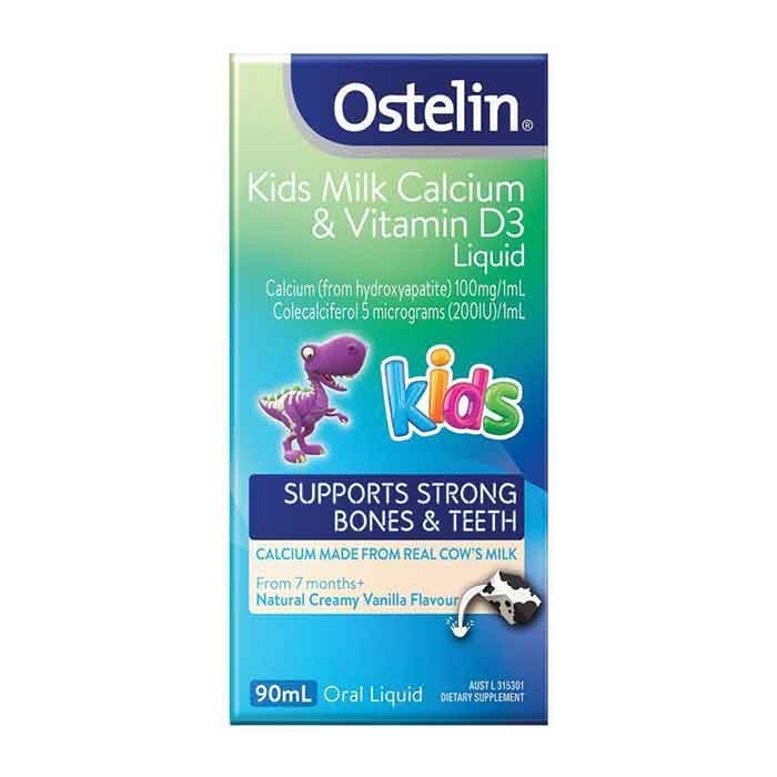Canxi Vitamin D3 dạng sữa cho bé Ostelin Kids Milk Calcium & Vitamin D3 Liquid 90 ml