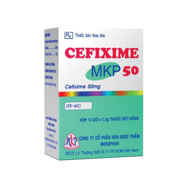 Cefixim MKP 50 - Cefixime 50mg, Hộp 12 gói x 1,5 g