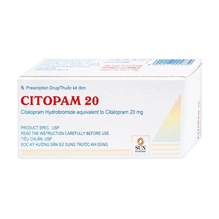 Citopam 20mg Sun Pharma 3 vỉ x 10 viên - Trị trầm cảm, rối loạn hoảng sợ