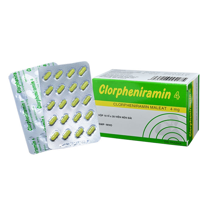 Thuốc dị ứng DHG Clorpheniramin 4mg, Hộp 200 viên