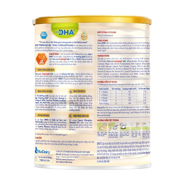 Colos DHA+ 0+ VitaDairy 400g - Giúp trẻ tăng cường miễn dịch, trí não