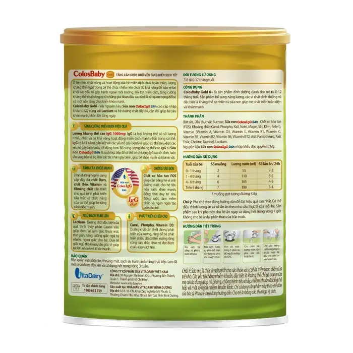 ColosBaby Gold 2+ Vitadairy 800g - Sữa miễn dịch tăng cân cho bé