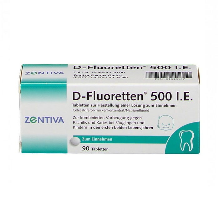 D-Fluoretten 500 I.E Zentiva 6 vỉ x 15 viên - Vitamin D cho trẻ sơ sinh và trẻ nhỏ