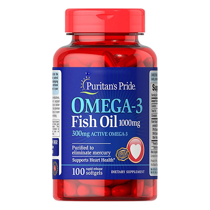 Puritan's Pride Omega 3 Fish Oil 1000mg, Chai 100 Viên