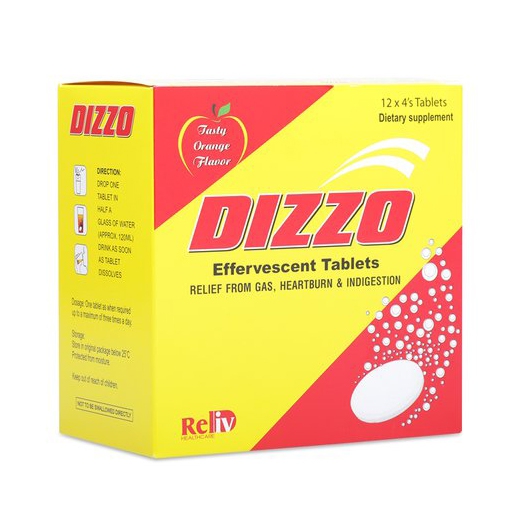 Dizzo Orange Effervescent tab làm giảm đầy hơi, khó tiêu và ợ chua 