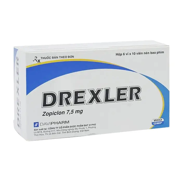 Drexler 7,5mg Davipharm 6 vỉ x 10 viên - Điều trị giấc ngủ