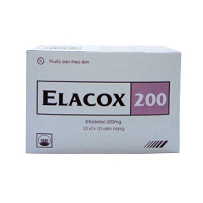 Thuốc Elacox 200 - Etodolac 200mg, Hộp 100 viên