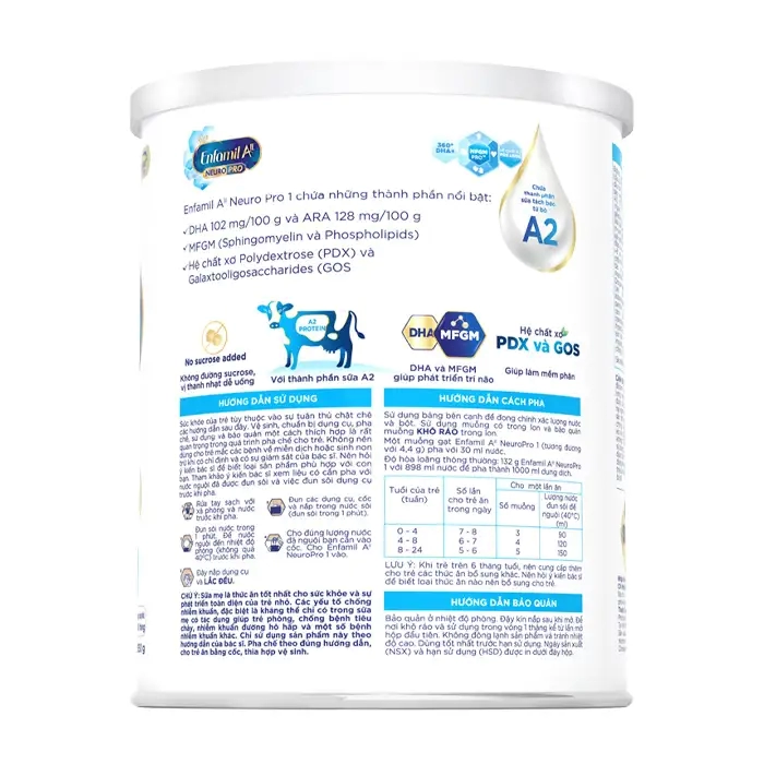 Enfamil A2 Neuropro Mead Johnson 350g - Giúp bé tiêu hóa tốt và tăng khả năng hấp thu(1)