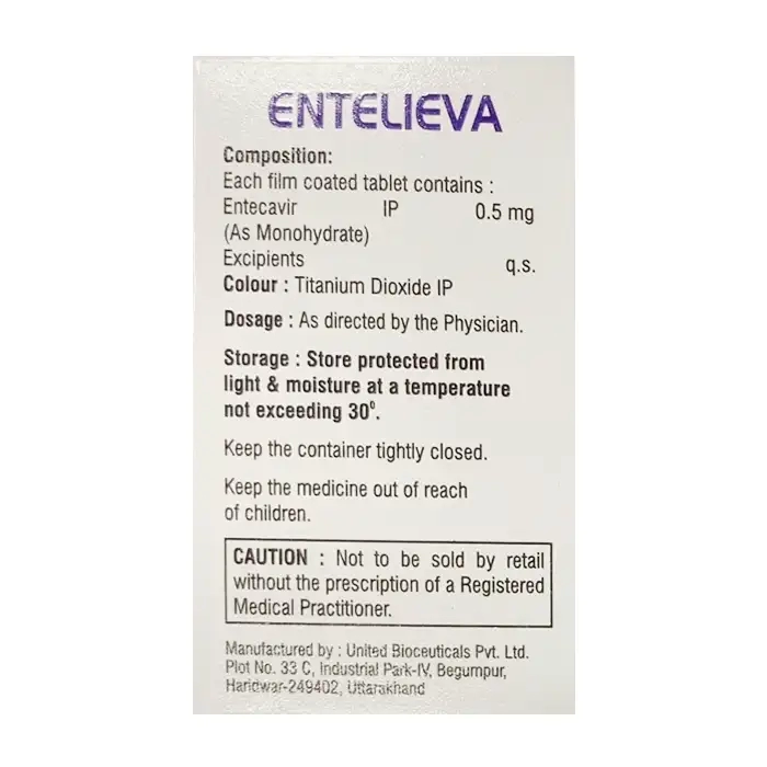 Entecavir Tablets 0.5mg Allieva Pharma, 30 Viên