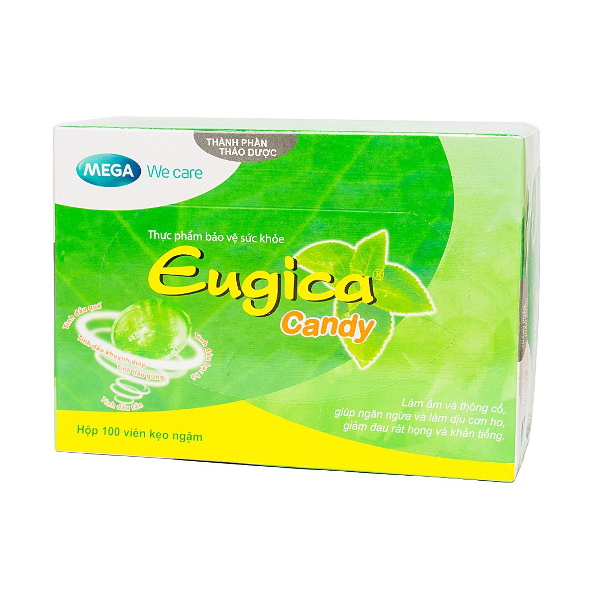 Kẹo ngậm thảo dược giảm ho Eugica Candy, Hộp 100 viên