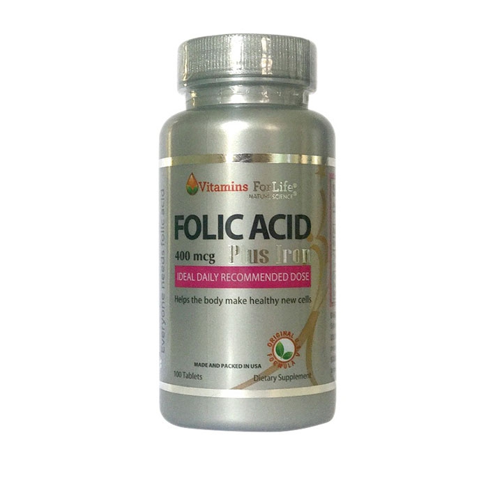 Viên bổ sung Folic Acid Plus Iron, Chai 100 viên