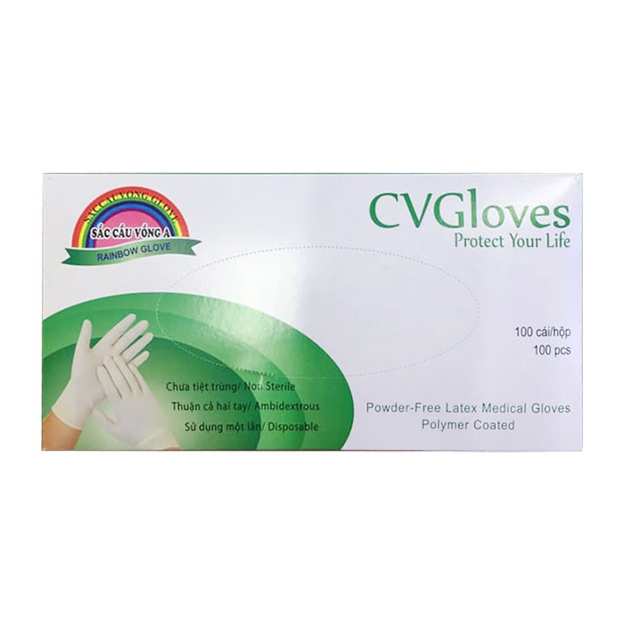 Găng tay y tế CvGloves bảy sắc cầu vồng, Hộp 100 cái