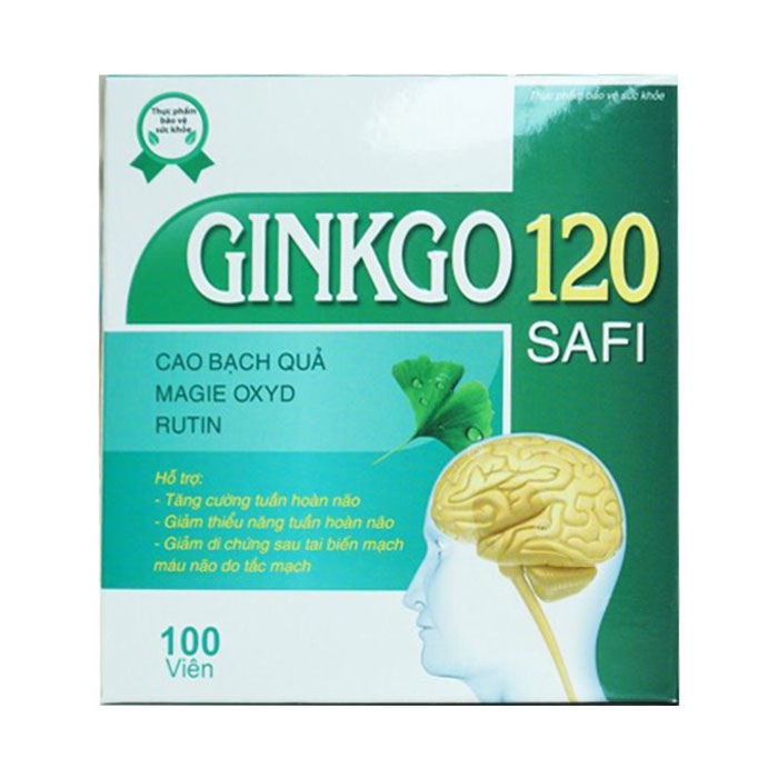 Ginkgo 120mg SAFI, Hộp 10 vỉ x 10 viên