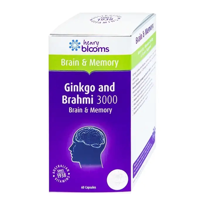 Ginkgo and Brahmi 3000 Henry Blooms 60 viên - Tăng tuần hoàn não