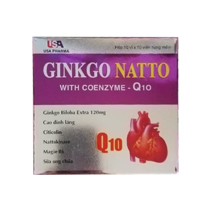 Tpbvsk bổ não USA Pharma Ginkgo Natto With Coenzyme CoQ10, Hộp 100 viên