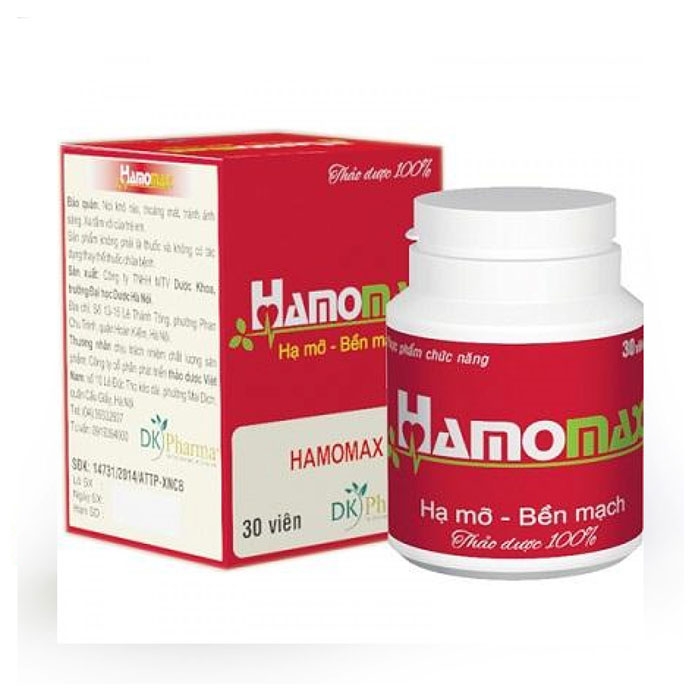 Hamo Max giúp hạ mỡ máu, bền mạch, an tâm tuổi già, Hộp 30 viên