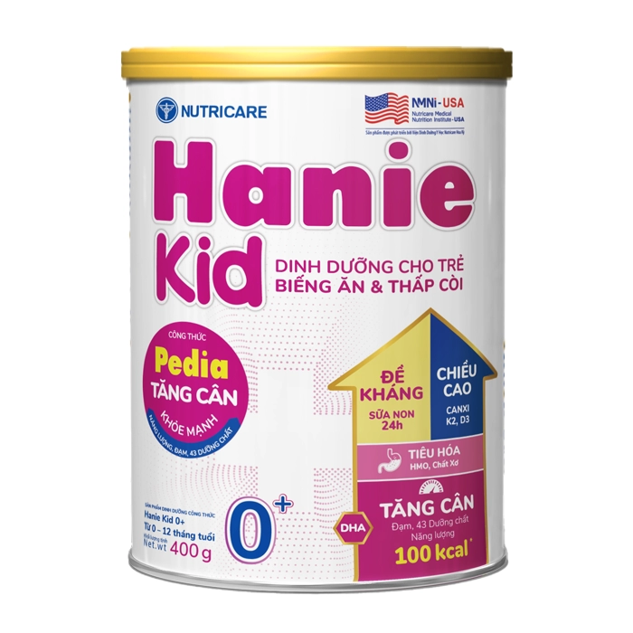 Hanie kid Pedia 0+ Nutricare 400g - Dinh dưỡng cho trẻ biếng ăn, thấp còi